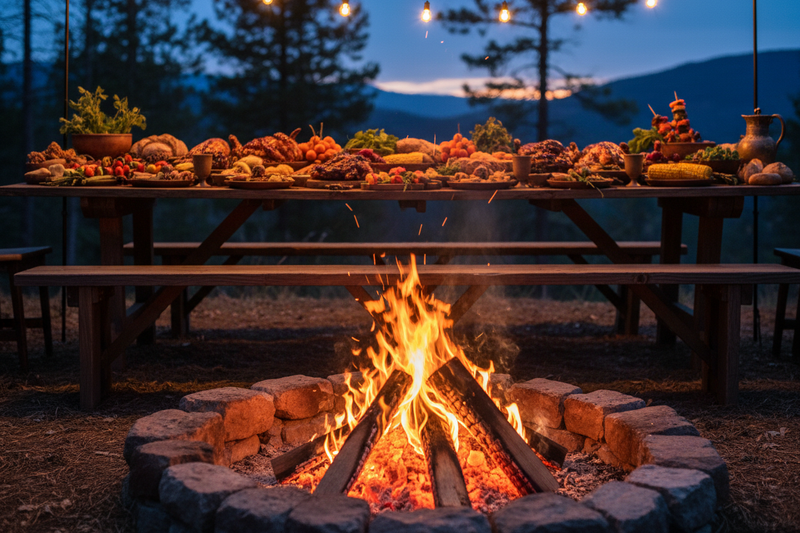 generate image for the category "Fire & Feast". Don't write anything on image and also make it realistic